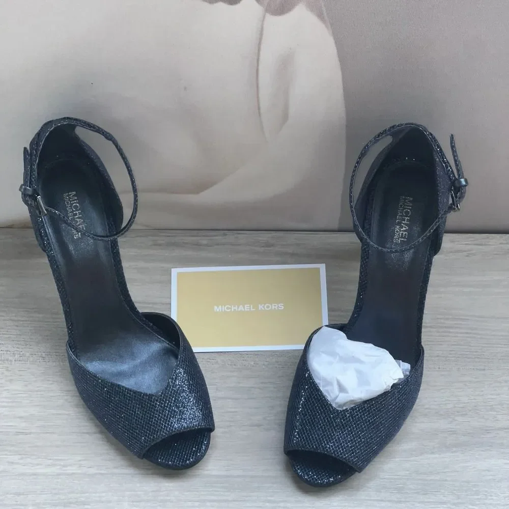 Michael Kors Cambria women's pumps,open toe, sling-Back, Glitter Heels size 9.5